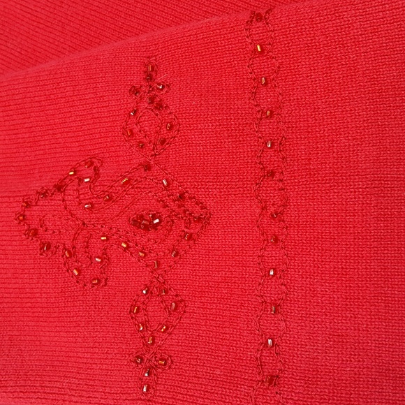Quacker Factory Embroidered Beaded Red Sweater XL - Picture 4 of 11